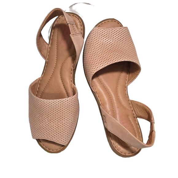 Born Trang Tan Leather Cutest Slingback Stretch Straps Sandals F18859 Women 7M - Picture 2 of 7